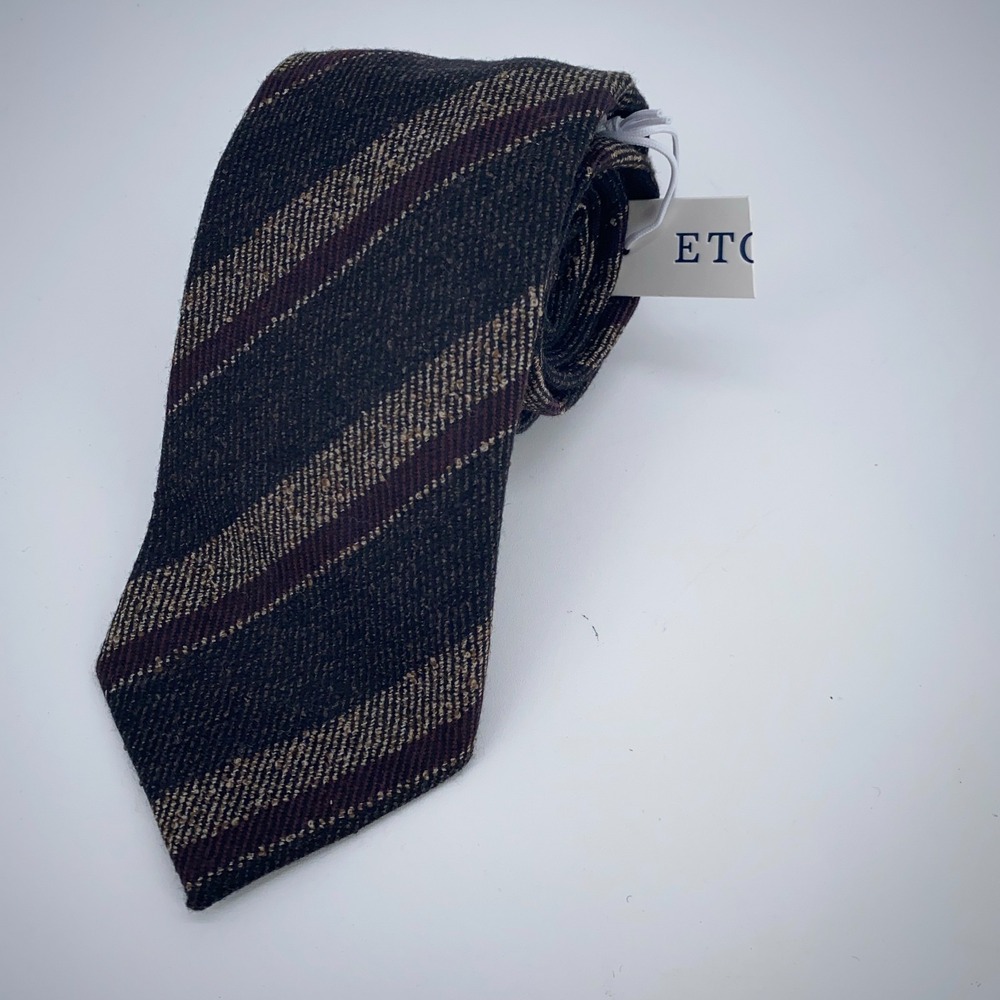 Eton Tie Mens One Size Multi Striped Wool Classic Luxury Necktie Italy‎ Made